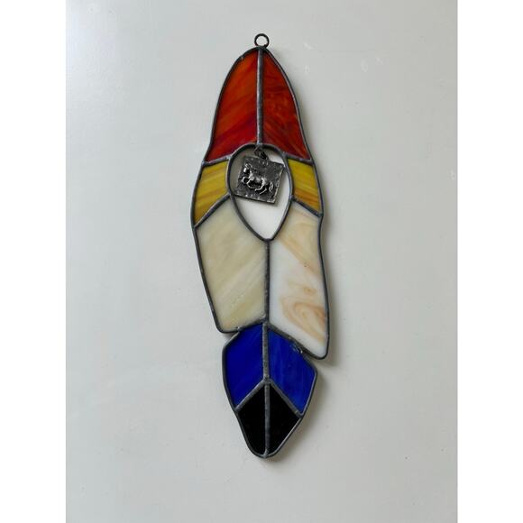 Stained Glass Feather Horse Charm Multicolored 10 inches - Picture 1 of 5